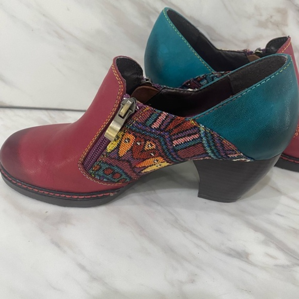 Socofy Women's Bohemian Leather Shoes Multicolor Size 7